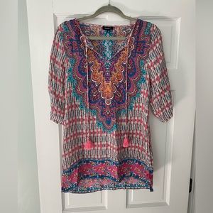Tolani | Printed Silk Tunic Dress XS